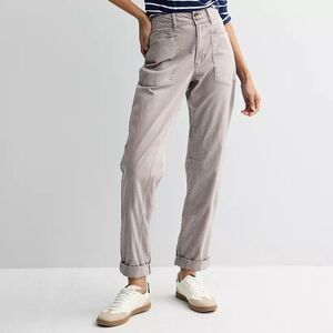 SONOMA Utility Fashion Pants Womens 4 Petite Light Gray Stretch NEW